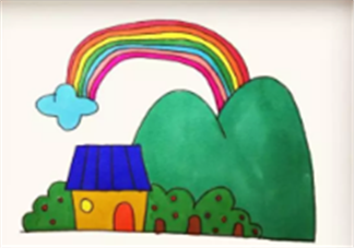 寶寶簡(jiǎn)筆畫(huà)彩虹屋  這樣畫(huà)景色系列彩虹屋