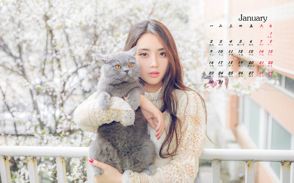 2017年1月氣質(zhì)文藝美女日歷圖片