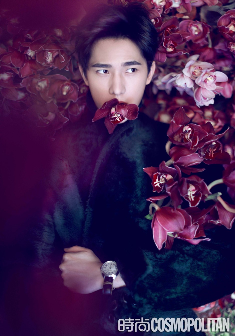 楊洋登《時尚COSMO》雜志封面 化身暗夜花美男