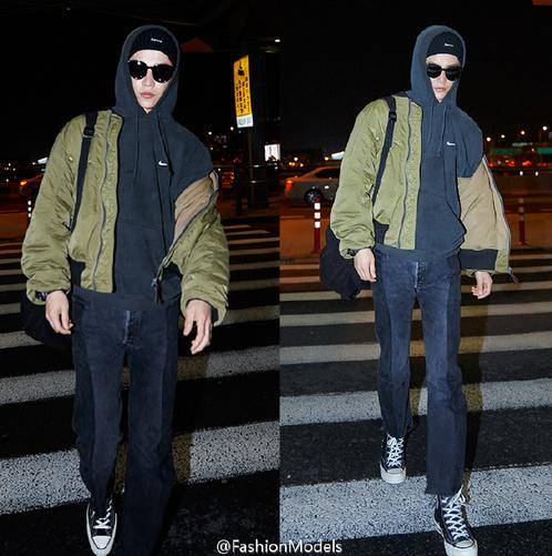 孫堅(jiān)近期街拍曝光 飛行員外套+帽衫時尚溫暖兩不誤