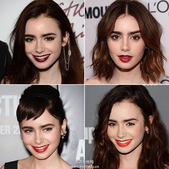 長(zhǎng)、短、直、卷全都Hold得住 莉莉柯林斯發(fā)型全紀(jì)錄