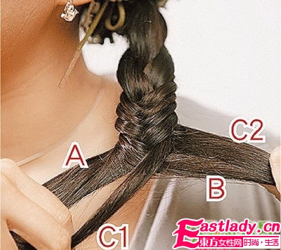 前額辮+側(cè)魚骨辮的發(fā)型編法圖解