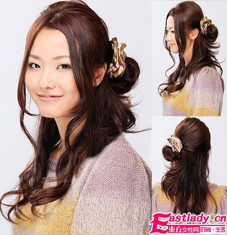 大卷發(fā)巧變活潑歪發(fā)髻