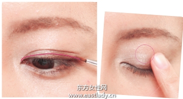 同色系眼影疊層暈染提升光澤度