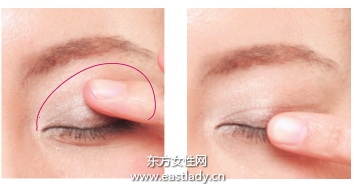 同色系眼影疊層暈染提升光澤度