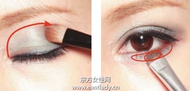 寬眼影+粗眼線塑造圓溜溜大眼睛