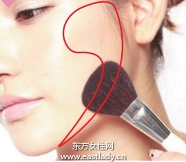 凸顯骨感緊致面容的腮紅畫(huà)法