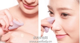 修補(bǔ)泛油光的鼻部底妝