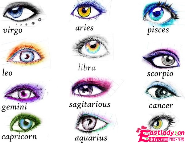 十二星座眼妝藝術(shù)版與真人版對比
