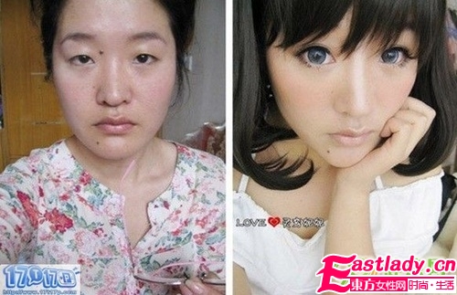 超強(qiáng)悍的美女妝前妝后對(duì)比照 美女變身記