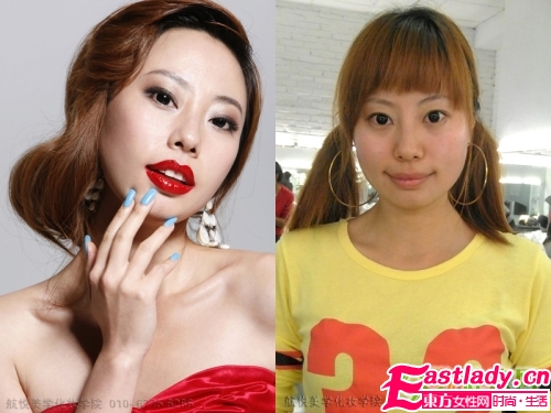 女人化妝前后的驚人變化