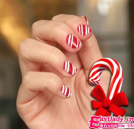 美甲DIY 糖果條紋美甲