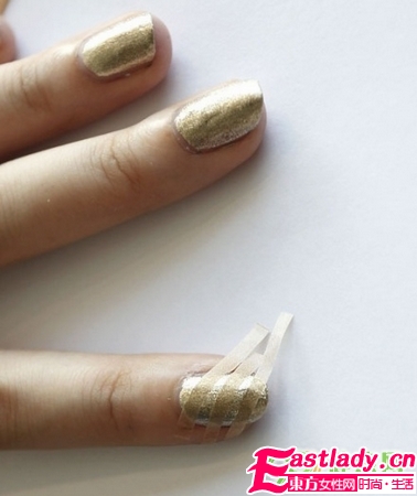 美甲DIY 糖果條紋美甲