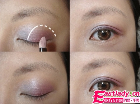 粉紫浪漫眼妝畫法步驟