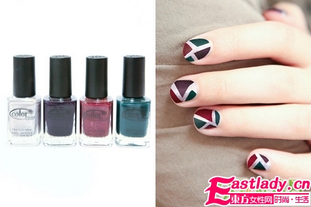 DIY彩色幾何圖案美甲