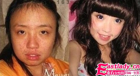 網(wǎng)絡(luò)美女化妝前后的驚悚照
