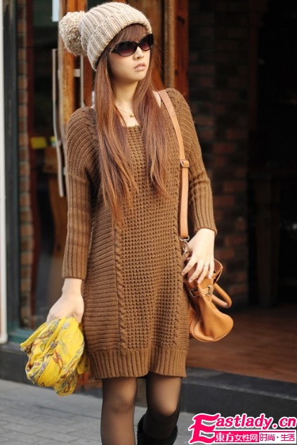 寬松套頭中長(zhǎng)款毛衣外套 針織的樣式讓你質(zhì)感十足