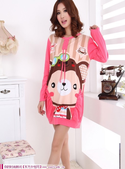 秋冬季新款韓版長袖可愛卡通針織純棉睡衣 賣萌無處不在