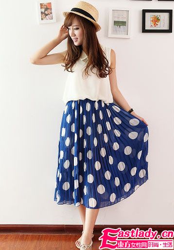 波點背心雪紡連衣裙 俏麗圓點女生最愛