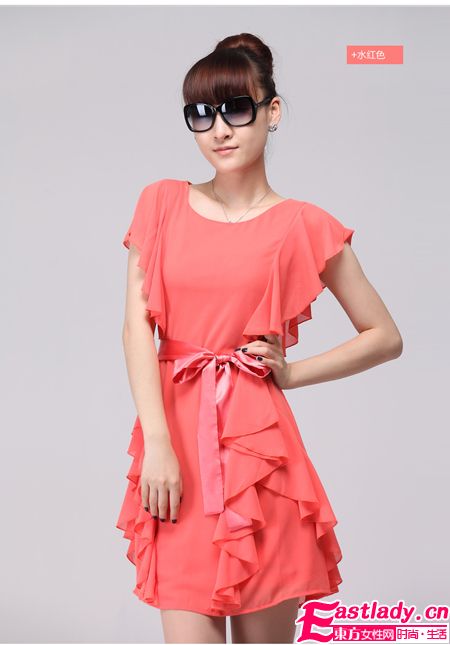 2012新款收腰雪紡連衣裙秀出你的小蠻腰