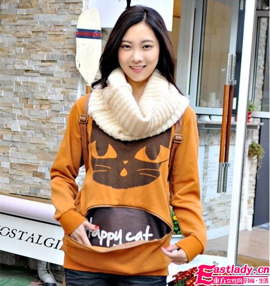 印花裝貓型T恤衛(wèi)衣 時(shí)尚保暖又賣萌