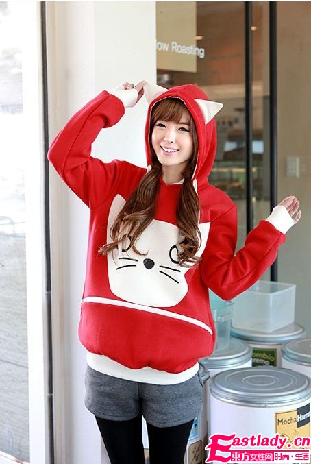 印花裝貓型T恤衛(wèi)衣 時(shí)尚保暖又賣萌