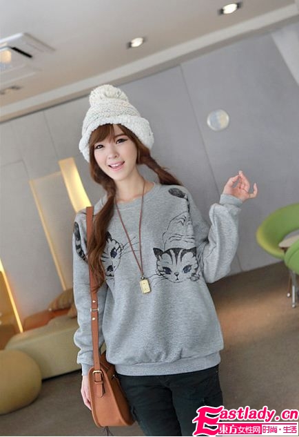 印花裝貓型T恤衛(wèi)衣 時(shí)尚保暖又賣(mài)萌