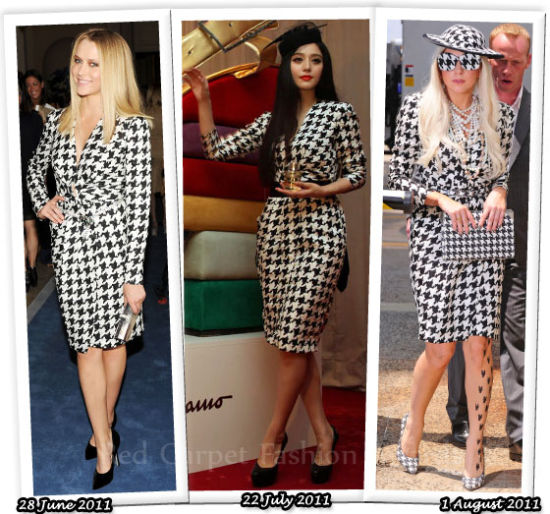 Lady Gaga冰冰帕爾墨千鳥(niǎo)格裙撞衫 誰(shuí)穿更美麗