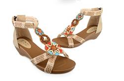 夏季時尚草編坡跟涼鞋 盡顯田園風情