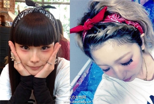 日本妞真會玩 一塊頭巾玩出百變造型