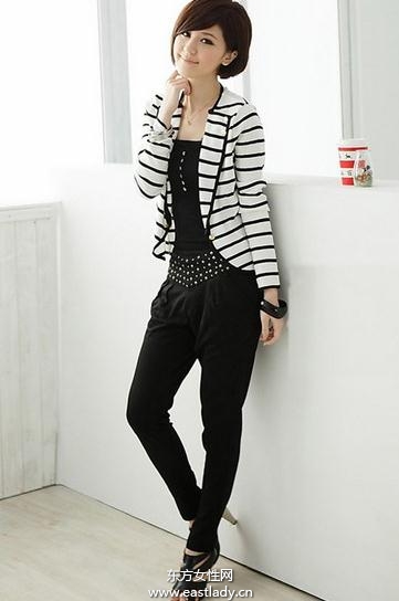 春裝搭配條紋裝是不錯的選擇