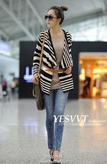 春裝搭配條紋裝是不錯的選擇