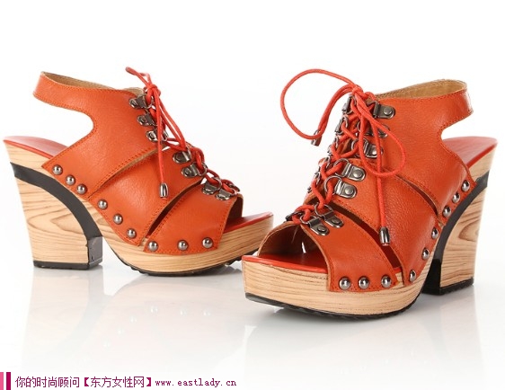 2012新款高跟魚嘴鞋 加上系帶設計個性十足