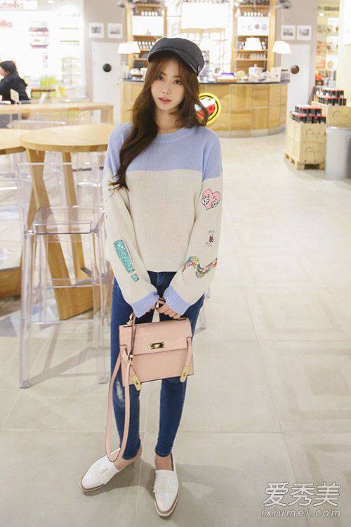 韓國(guó)早春街拍 冰淇淋色毛衣美哭你