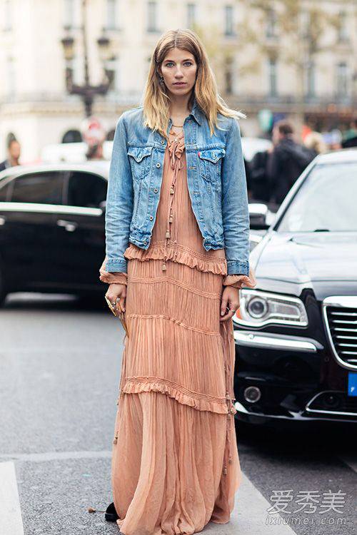 歐美時尚街拍 早春長裙搭配美美噠