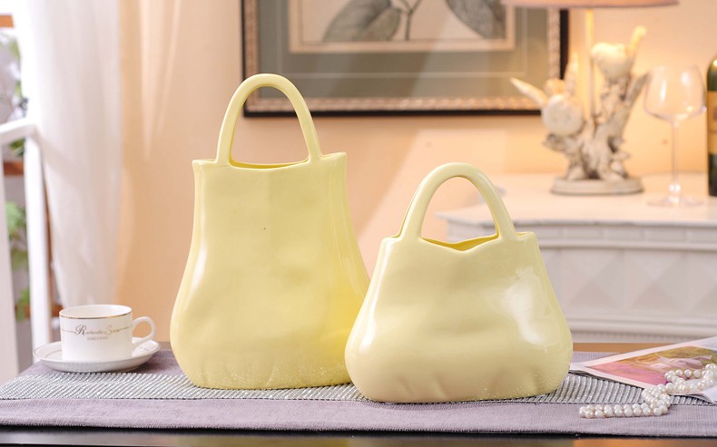 田園風立體雕花手提包陶瓷工藝品