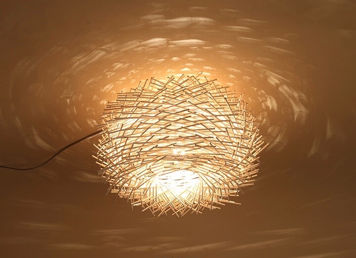 竹編藝術(shù)創(chuàng)意鳥巢吊燈