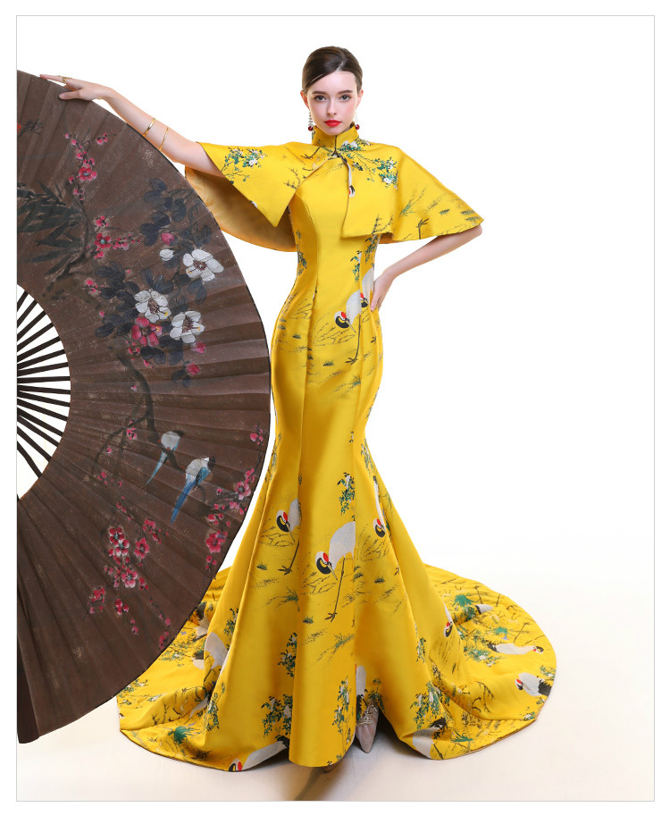高貴優(yōu)雅的魚(yú)尾旗袍禮服《一》