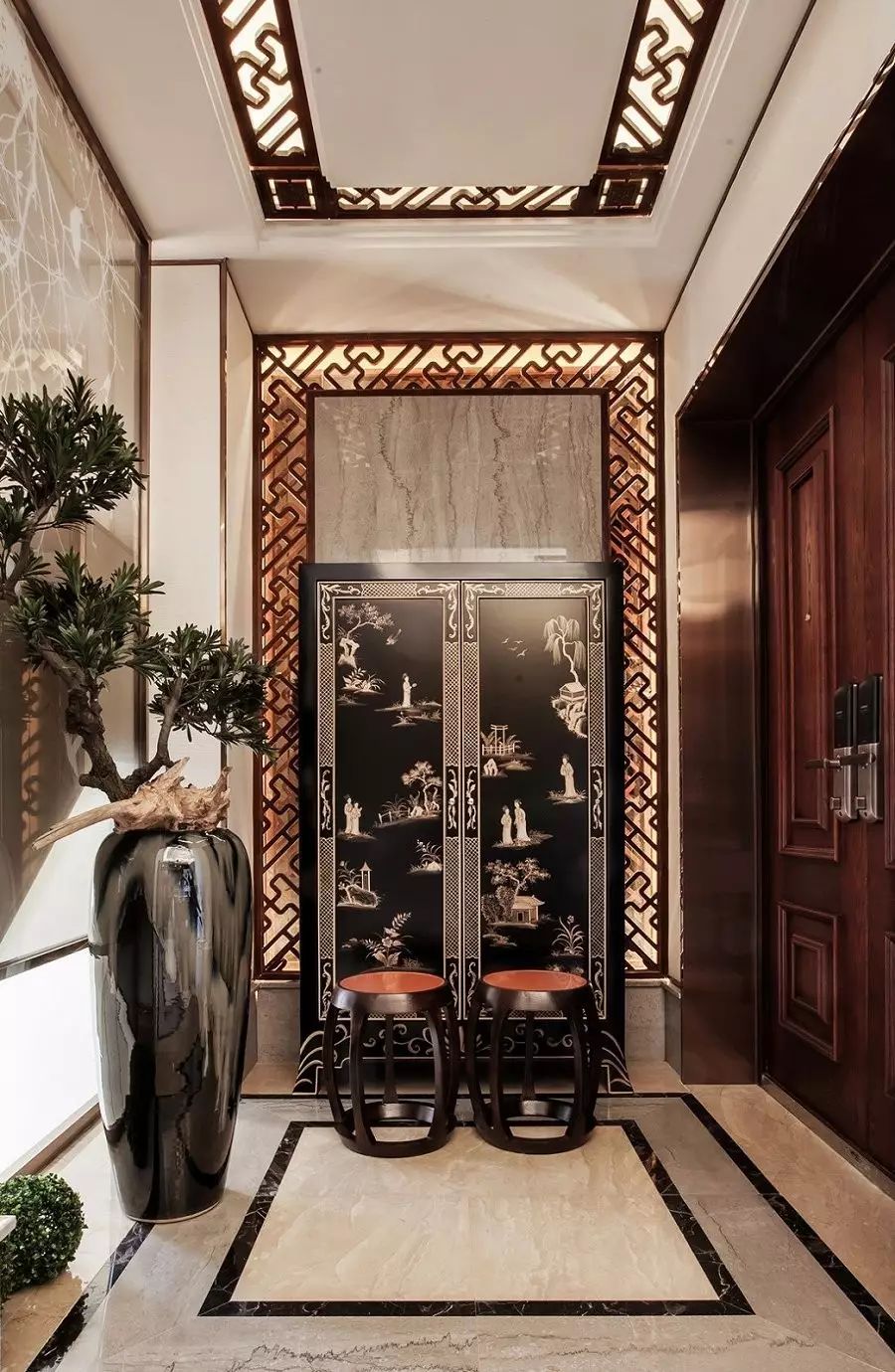 新中式玄關(guān)，推開(kāi)門(mén)就讓人驚艷到心!