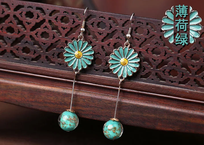 匠心啟航閱讀時尚花朵吊墜復(fù)古可愛耳環(huán)