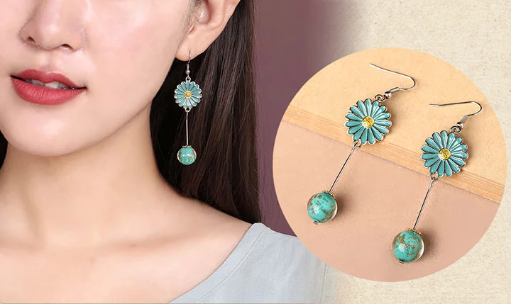 匠心啟航閱讀時尚花朵吊墜復(fù)古可愛耳環(huán)