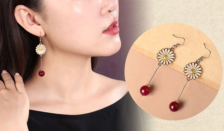 匠心啟航閱讀時(shí)尚花朵吊墜復(fù)古可愛(ài)耳環(huán)