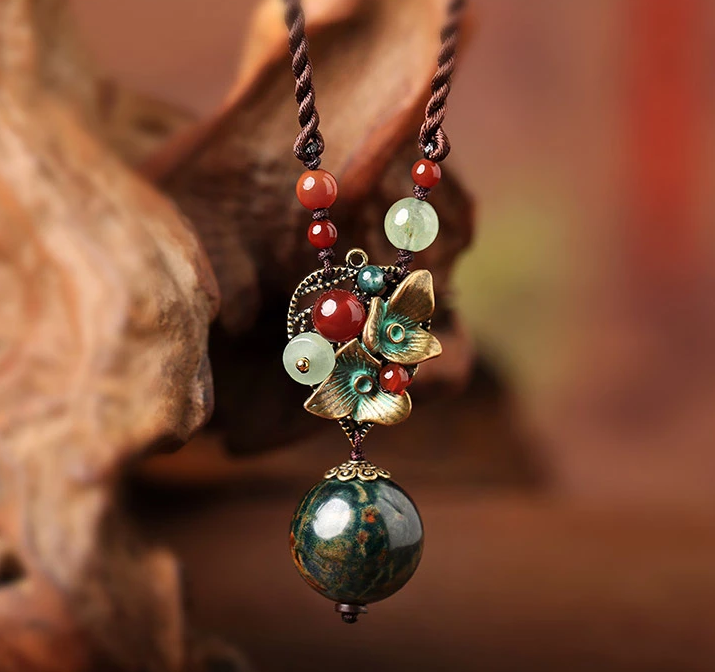 簡約大氣復(fù)古瑪瑙吊墜項鏈毛衣鏈