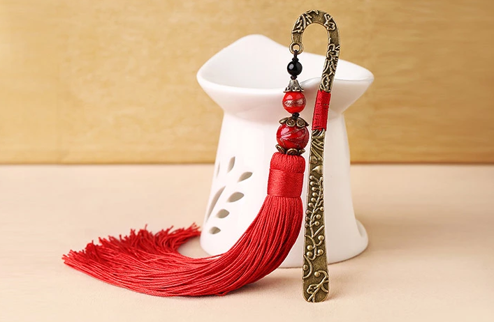匠心啟航閱讀金屬古風(fēng)古典創(chuàng)意紅流蘇書簽