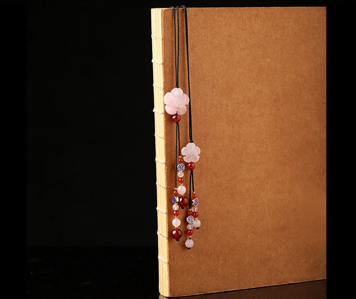 粉水晶流蘇個(gè)性文藝清新書(shū)簽