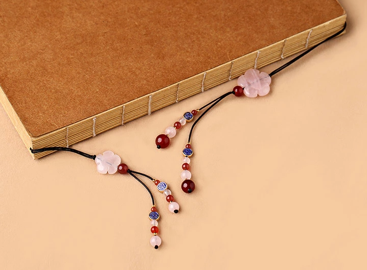 粉水晶流蘇個(gè)性文藝清新書(shū)簽