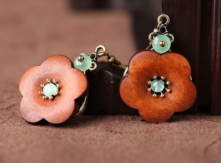 簡約復(fù)古氣質(zhì)木質(zhì)耳墜耳環(huán)首飾