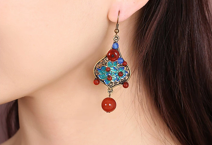 時(shí)尚匠心啟航閱讀景泰藍(lán)復(fù)古耳環(huán)首飾