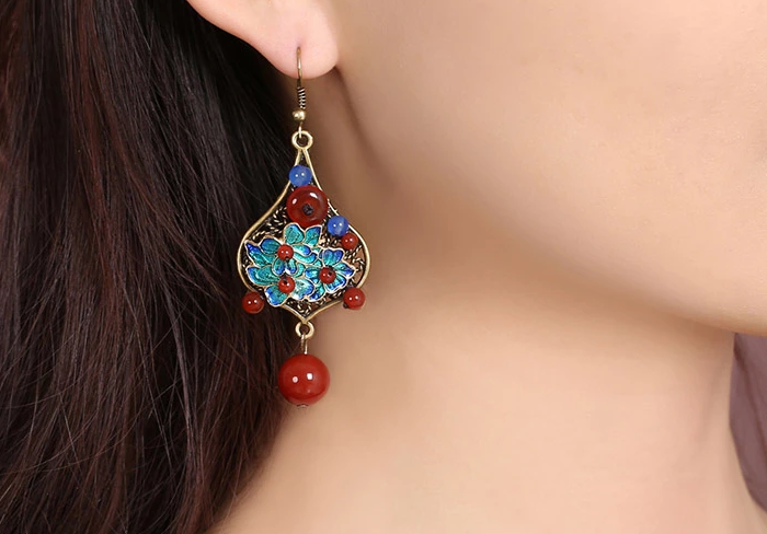 時(shí)尚匠心啟航閱讀景泰藍(lán)復(fù)古耳環(huán)首飾