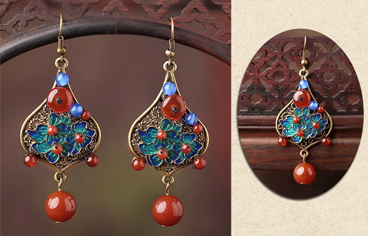 時(shí)尚匠心啟航閱讀景泰藍(lán)復(fù)古耳環(huán)首飾